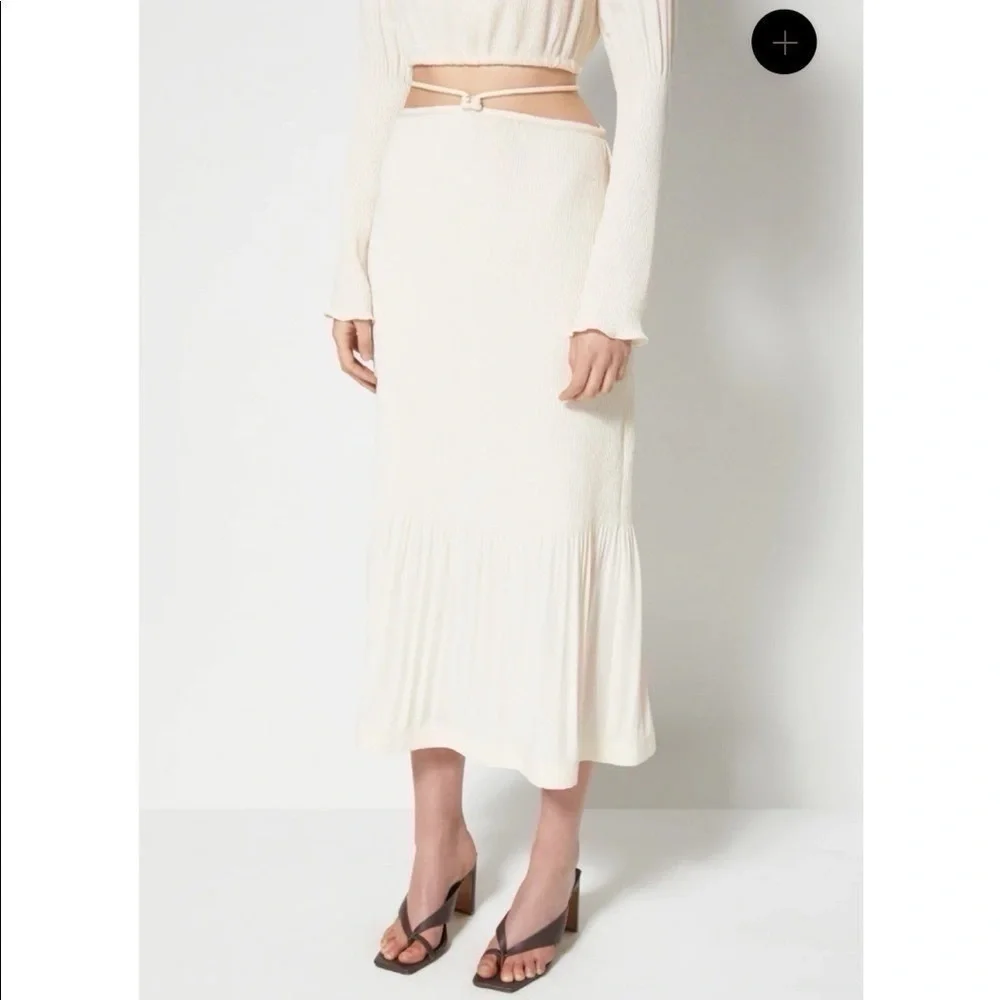 Jonathan Simkhai Mia Plisse Skirt Sandstone